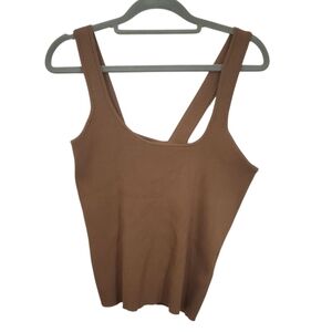 Na-Kd Asymmetric Knitted Ribbed Singlet Tank Top Brown NWT XL One Shoulder